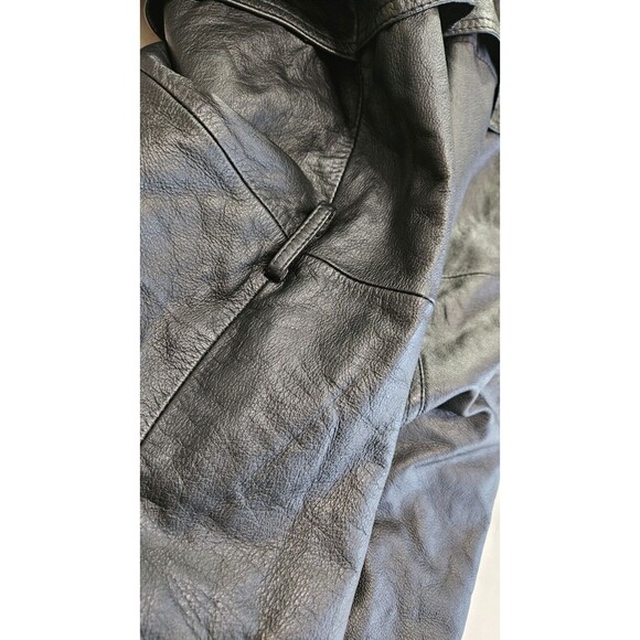 Fabiani Black Genuine Leather Finest Quality Men's Trench Coat Size L - Picture 8 of 11